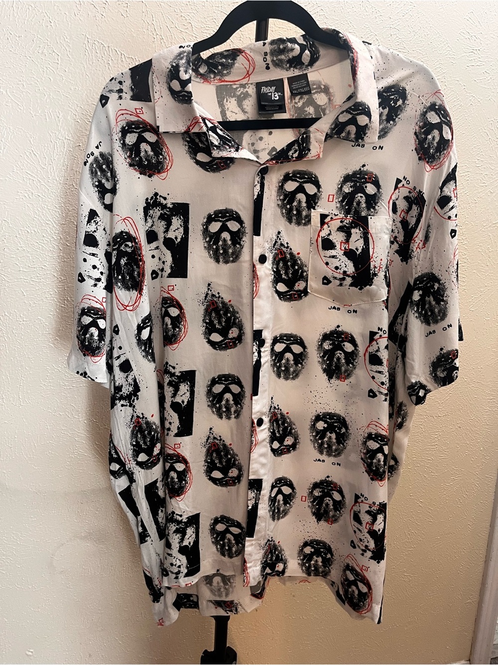 Friday the 13th Jason Voorhees Men’s Graphic Short Sleeve Button Down Shirt
